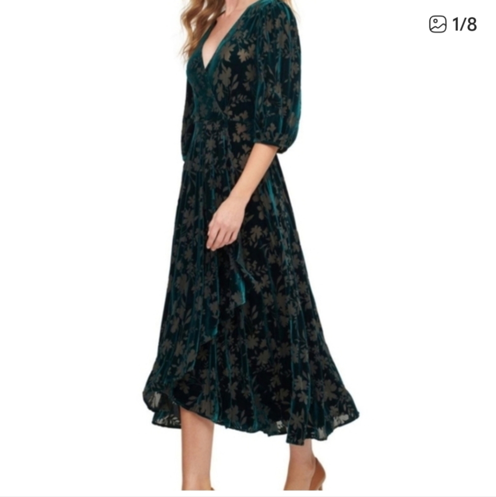 Calvin Klein Malachite Teal Floral Fit And Flare Dress size 10